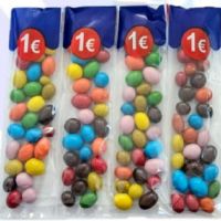 CAS CACAHUETE CUBIERTO CHOCOLATE COLORES 70Gr. 20p. P.V.P. 1EUR 